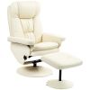HOMCOM Swivel Recliner Chair with Ottoman, Upholstered Recliner and Footrest with Round Wrapped Base for Living Room, Cream White