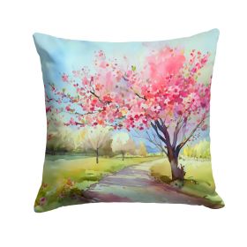 Michigan Apple Blossoms in Watercolor Throw Pillow Machine Washable, Indoor Outdoor Decorative Pillow for Couch, Bed or Patio, 18Hx18W