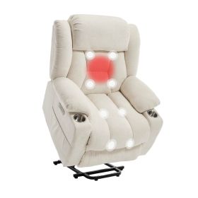 Power Lift Recliner Chair for Elderly, Recliner chair with Massage & Heat, Electric Leather Lift Recliner Chair for Living Room with Side Pocket