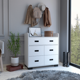 Dresser Wuuman, Four Drawers, Single Double Drawer, White Finish