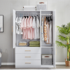74.2" H 3-Door 3-Drawer White Wood Wardrobe Armoire Closet Modern Freestanding Bedroom Armoire Organizer with Hanging Rod Shelves Clothes Cabinet for