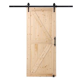 VEVOR Barn Door and Hardware Kit, 36" x 84" Wood Sliding Barn Door, Smoothly and Quietly, Barn Door Kit with 8-in-1 Floor Guide and Door Handle