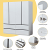 Wooden Wardrobe Closet, 4 Door 4 Drawers Bedroom Wardrobe for Ample Storage