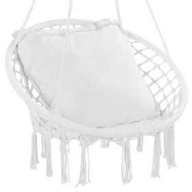 VEVOR Hammock Swinging Chair MacramÃ© Hanging Chair with Cushion Indoor & Outdoor