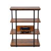 VEVOR 4-Tier AV Media Stand with Power Strips, Corner TV Stand with LED Lights