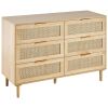 VEVOR 7 Drawer Rattan Dresser, Boho Dresser, Natural Rattan Chest of Drawers with Spacious Storage, for Bedroom, Living Room & Hallway