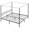 VEVOR King Size Canopy Bed Frame Metal Canopy Bed with Four Posters Black