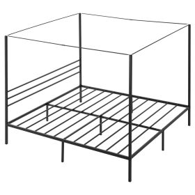 VEVOR King Size Canopy Bed Frame Metal Canopy Bed with Four Posters Black