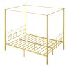 VEVOR Queen Size Canopy Bed Frame Metal Canopy Bed with Headboard & Four Posters