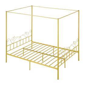 VEVOR Queen Size Canopy Bed Frame Metal Canopy Bed with Headboard & Four Posters