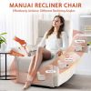 Manual Rocker Recliner Chair for Adults,Manual Rocking Glider Recliner for Small Spaces,Fabric Nursery Chair