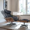Large Genuine Leather Recliner Lounge Chair With Ottoman Swivel Arm chair Black Walnut