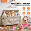 VEVOR Wooden Toy Chest for Kids, Toddler Toy Storage Box with Flip-Top Lid and Safety Hinge