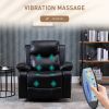 PU Leather Massage Recliner Chair, Swivel Massage Recliner with Remote Control, Footrest, Padded Seat for Living Room, Bedroom, Black