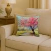 Michigan Apple Blossoms in Watercolor Throw Pillow Machine Washable, Indoor Outdoor Decorative Pillow for Couch, Bed or Patio, 18Hx18W