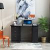 HOMCOM 47" Modern Home Office Computer Workstation Desk with 3-Tier Shelves 3 Storage Drawers - Black