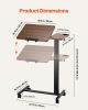 VEVOR Overbed Table, Mobile Bed Side Table with Flip Desktop and 4 Wheels, Height & Angle Adjustable Rolling Laptop Desk with Cup Holder