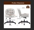 Armless Adjustable Swivel Office Chair with Wheels, PU Leather Cross-Legged Task Chair for Home, Office, Small Spaces