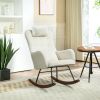 HOMCOM Nursery Rocking Chair with Headrest, Lumber Pillow, Nursing Chair with High Back for Living Room, Bedroom, Cream White