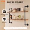VEVOR Industrial Pipe Shelf 2 Tier 48x 9.84in Wall-Mount for Kitchen Bedroom