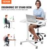 VEVOR Mobile Standing Desk, 28.5"-44.2" Gas-Spring Height Adjustable Sit-Stand Desk