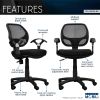 Techni Mobili Black Midback Mesh Task Office Chair with Adjustable Height and Lumbar Support