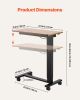 VEVOR Overbed Table, Mobile Bed Side Table with 4 Wheels, Electric Lifting with Upgrade Button, Rolling Laptop Desk with Cup Holder