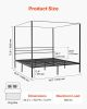 VEVOR King Size Canopy Bed Frame Metal Canopy Bed with Four Posters Black