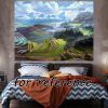 Terraced Field Bedroom Tapestry Landscape Background Cloth Bedside Wall Hanging Cloth Room Decoration Tapestry; 43x59 inch