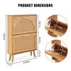 VEVOR Shoe Cabinet with 2 Flip Drawers, Shoe Storage Cabinet for Entryway, Free Standing Shoe Storage Organizer with Rattan Doors for Heels, Boots