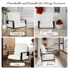 Modern Low Back White Upholstered Accent Armchair with Gold Metal Legs & Rubberwood Frame, Chic Wide Armrest Minimalist Lounge Chair with Pillow Back