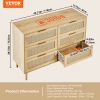 VEVOR 7 Drawer Rattan Dresser, Boho Dresser, Natural Rattan Chest of Drawers with Spacious Storage, for Bedroom, Living Room & Hallway