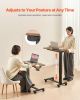 VEVOR Overbed Table, Mobile Bed Side Table with 4 Wheels, Electric Lifting with Upgrade Button, Rolling Laptop Desk with Cup Holder