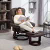 HOMCOM Swivel Recliner with Ottoman, PU Leather Reclining Chair with Footrest, for Living Room, Bedroom, Dark Brown