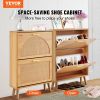 VEVOR Shoe Cabinet with 2 Flip Drawers, Shoe Storage Cabinet for Entryway, Free Standing Shoe Storage Organizer with Rattan Doors for Heels, Boots
