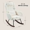 HOMCOM Nursery Rocking Chair with Headrest, Lumber Pillow, Nursing Chair with High Back for Living Room, Bedroom, Cream White