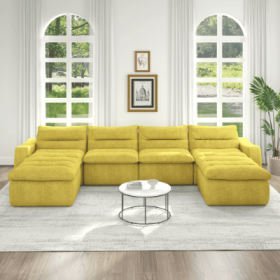 Compression Combined Sofa, Modern Lazy Style Combined Sofa, Comfortable Beanbag Sofa, Can Be Combined At Will, No Need To Assemble, Suitable For (Color: Yellow)
