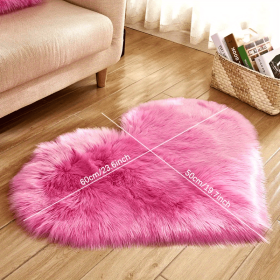 1pc Heart-Shaped Faux Sheepskin Area Rug - Soft and Plush Carpet for Home, Bedroom, Nursery, and Kid's Room - Perfect for Home Decor and Comfort (Color: rose red, size: 19.69*23.62inch)