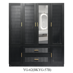 Wooden Armoire Wardrobe Closet with 3 Doors Hanging Rods 4 Drawers Shelves Large Capacity Clothes Storage Cabinet Organization for Bedroom Black 47.24 (size: YG-61-2)