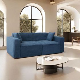 Full Foam Compression Sofa, Modern Sofa Couch, 2-3 Seat Mid Century Indoor Couch, Exquisite Upholstered Loveseat for Living Room,Bedroom,Apartment (Color: Dark Blue)