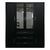 Wooden Armoire Wardrobe Closet with 3 Doors Hanging Rods 4 Drawers Shelves Large Capacity Clothes Storage Cabinet Organization for Bedroom Black 47.24