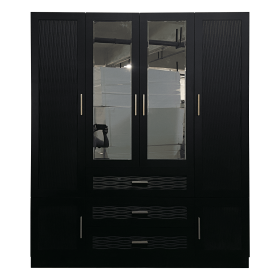 Wooden Armoire Wardrobe Closet with 3 Doors Hanging Rods 4 Drawers Shelves Large Capacity Clothes Storage Cabinet Organization for Bedroom Black 47.24 (size: YG-61)