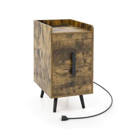 Nightstand Side Tables with 2 Drawers for Living Room Bedroom (Color: Rustic Brown, Type: Nightstands)