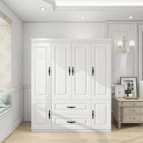 74" H Wardrobe Closet with 2 Doors Wood Armoire Wardrobe Closets Cabinet Wardrobe Cabinet White Storage Cabinet Bedroom Armoires with Hanging Rod (size: YG-15)