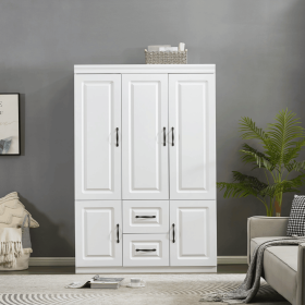 74" H Wardrobe Closet with 2 Doors Wood Armoire Wardrobe Closets Cabinet Wardrobe Cabinet White Storage Cabinet Bedroom Armoires with Hanging Rod (size: YG-7)