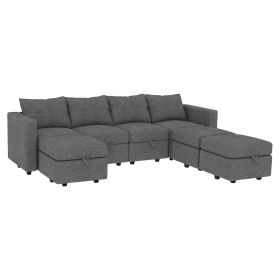 Livelylodge Modern L-Shaped Modular Sectional Sofa, Polyester Upholstery with Sturdy Wooden Frame, Comfortable Couch for Living Room or Office (Color: gray)