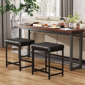 2 Pack Vanity Stool Chair, Makeup Stool, Faux Leather Vanity Stool, Modern Foot Stool for Vanity Makeup, Living Room, Bedroom and Entryway, Barst (Main Material: Metal, Main Color: Black)