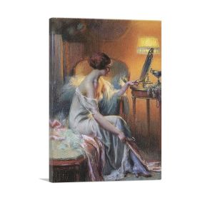 Young Woman Looking In a Mirror (Type: Standard Framed Canvas Print, size: 12" x 8" / 30cm x 20cm (approx))