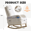 Modern Accent Rocking Chair  with Solid Wood Legs, Upholstered Nursery Glider Rocker, Comfy Armchair with Side Pocket