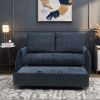 57.48" Big Size Sofa Bed Line Fabric Futon Couch with Adjustable Backrest, Modern Loveseat Sofa Sleeper for Living Room